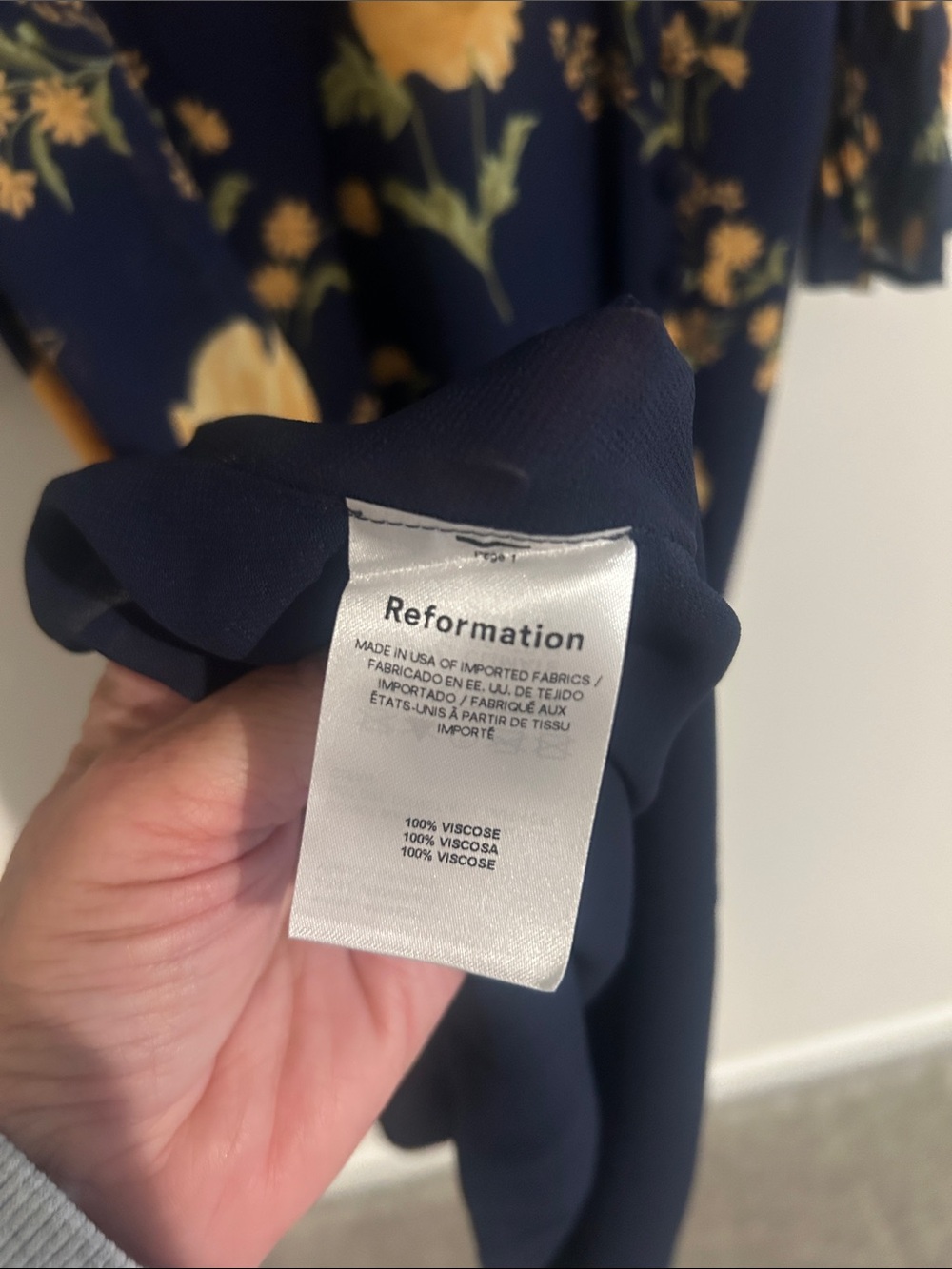 Women's Navy Floral Midi Dress with Yellow Print - Picture 5 of 5